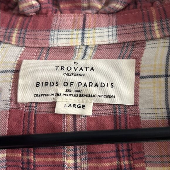 Birds of Paradis by Trovata Finley Pintuck Plaid Blouse Size L - Picture 4 of 8